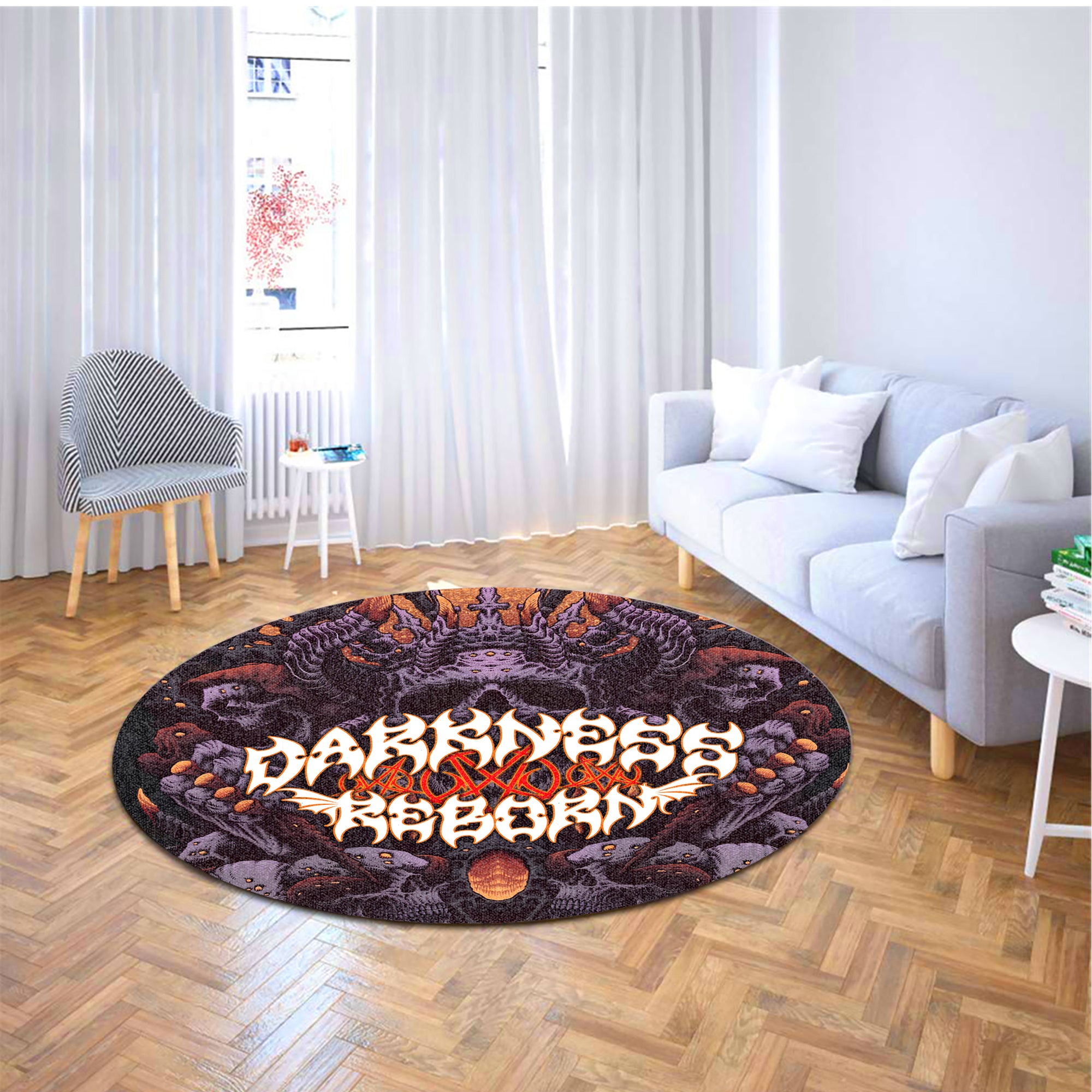 Darkness Reborn Design Halloween Vibes Round Rug - TH02