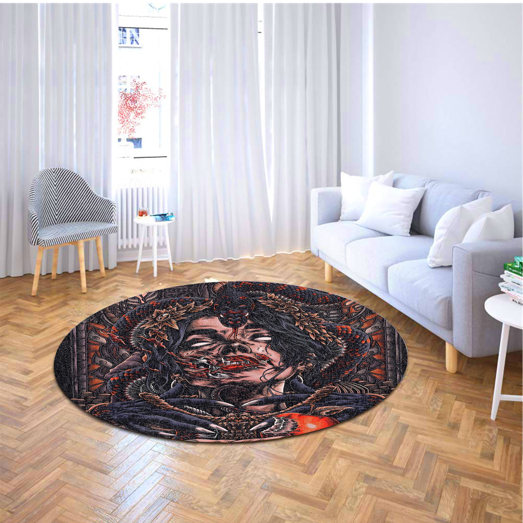 Fallen Angel Design Halloween Vibes Round Rug - TH02