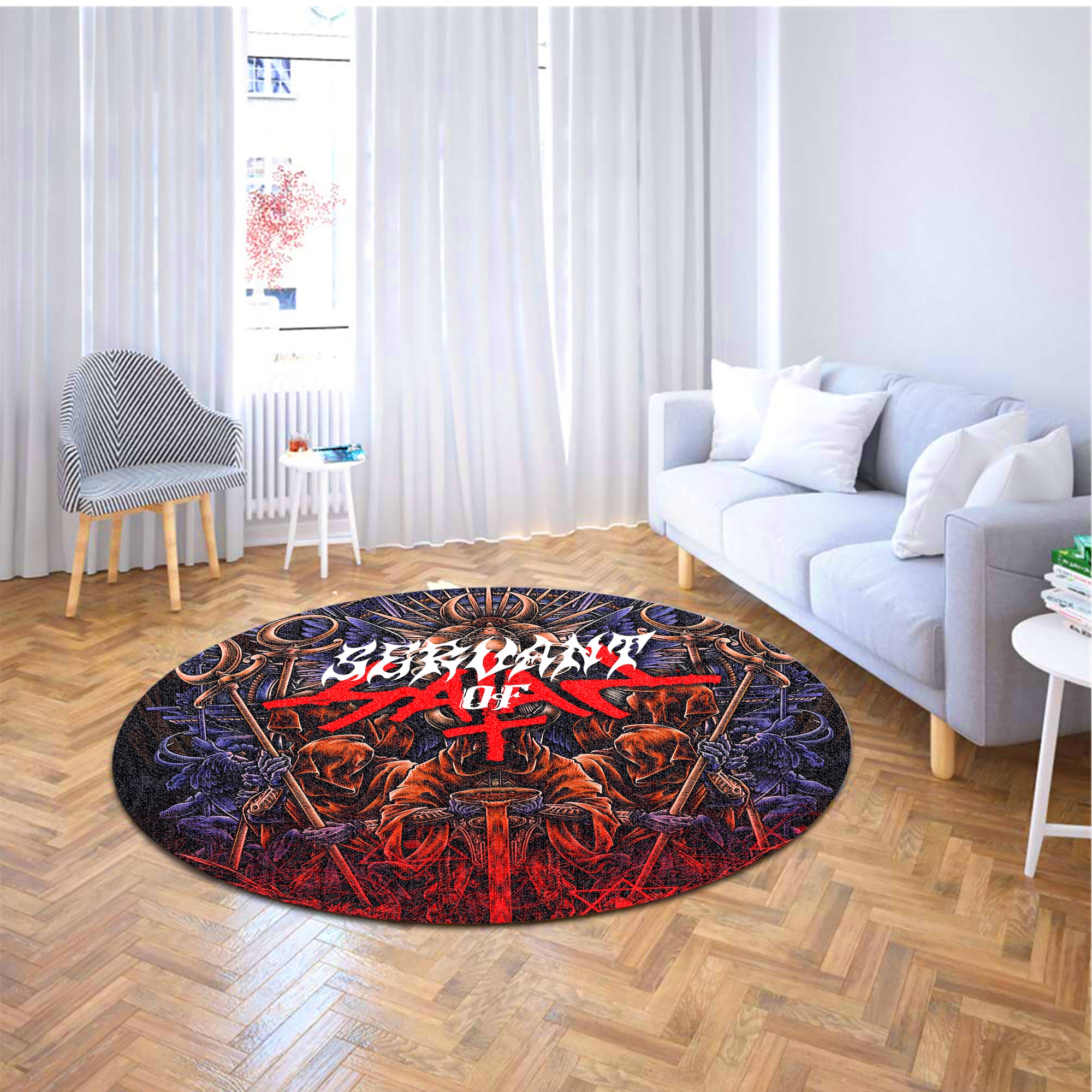Servant Of Satan Design Halloween Vibes Round Rug - TH02