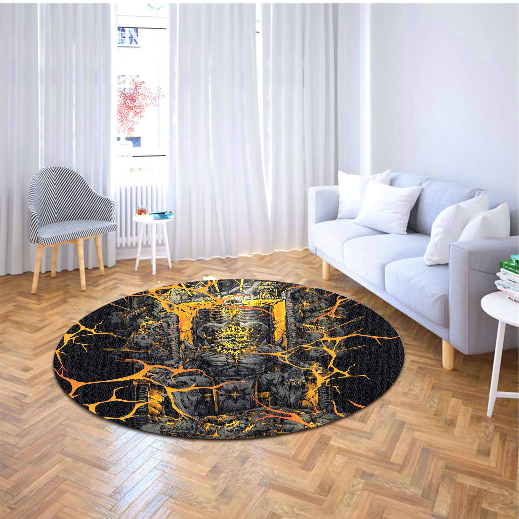 Dark Overlord Design Halloween Vibes Round Rug - TH02