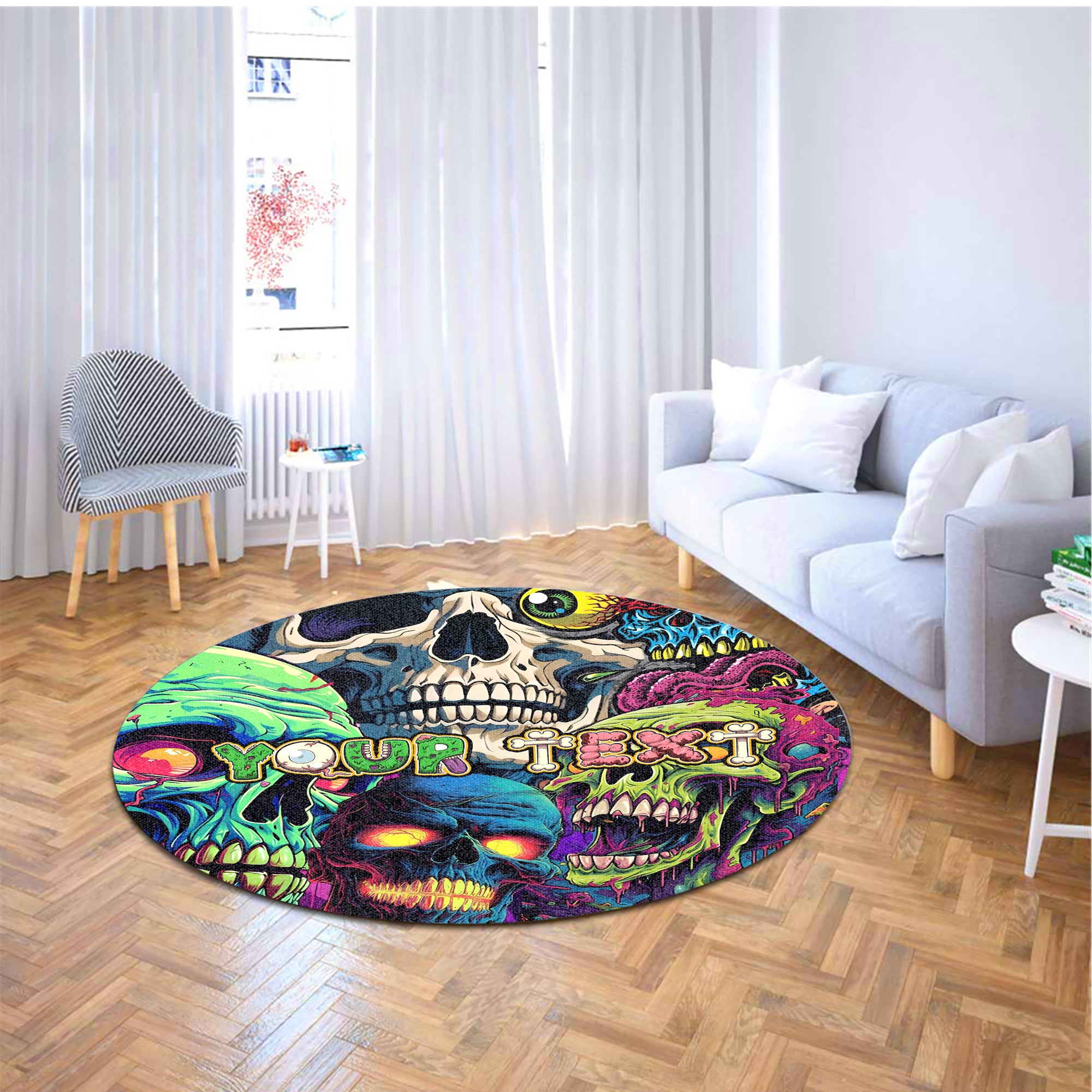 Personalised Death Is Only The Beginning Design Halloween Vibes Round Rug - TH02