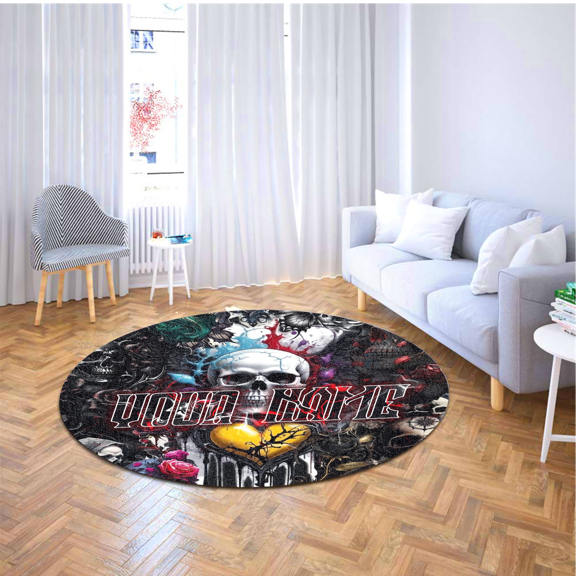 Personalised Painted Pain Design Halloween Vibes Round Rug - TH02