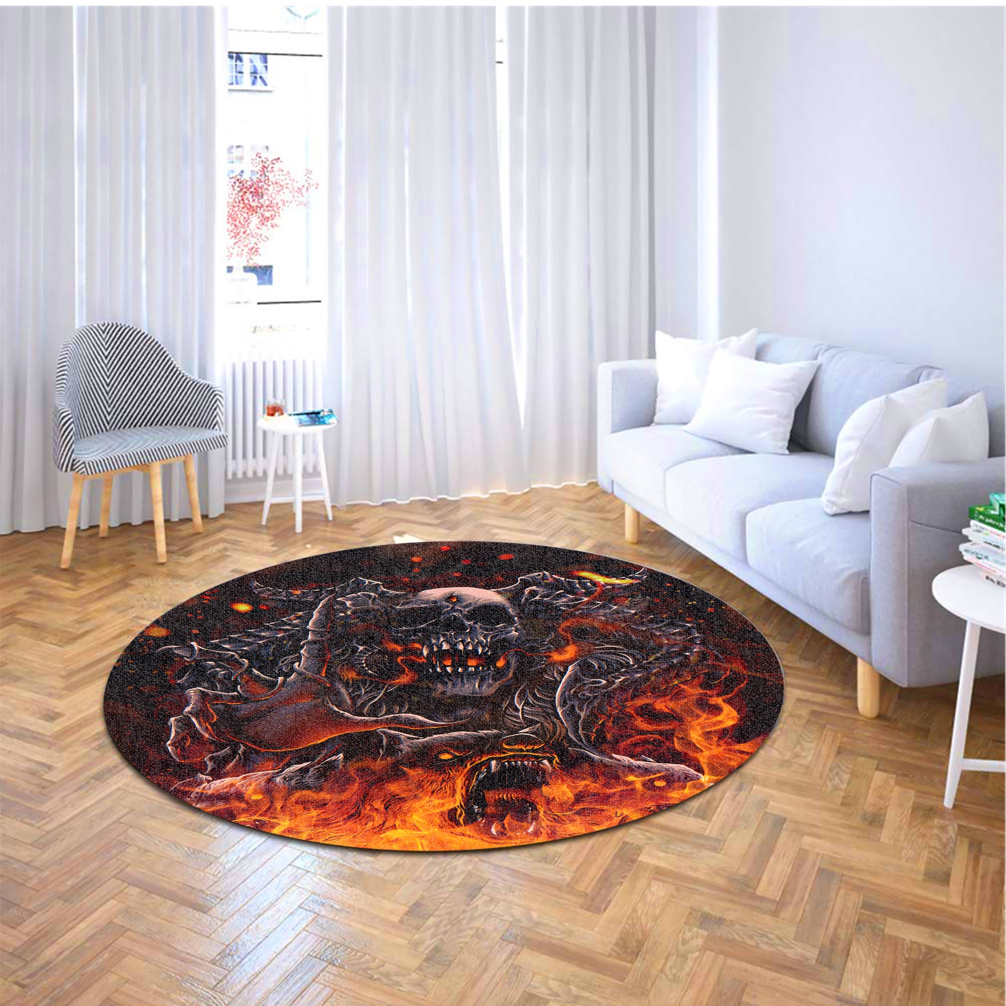 Inferno Reaper Design Halloween Vibes Round Rug - TH02