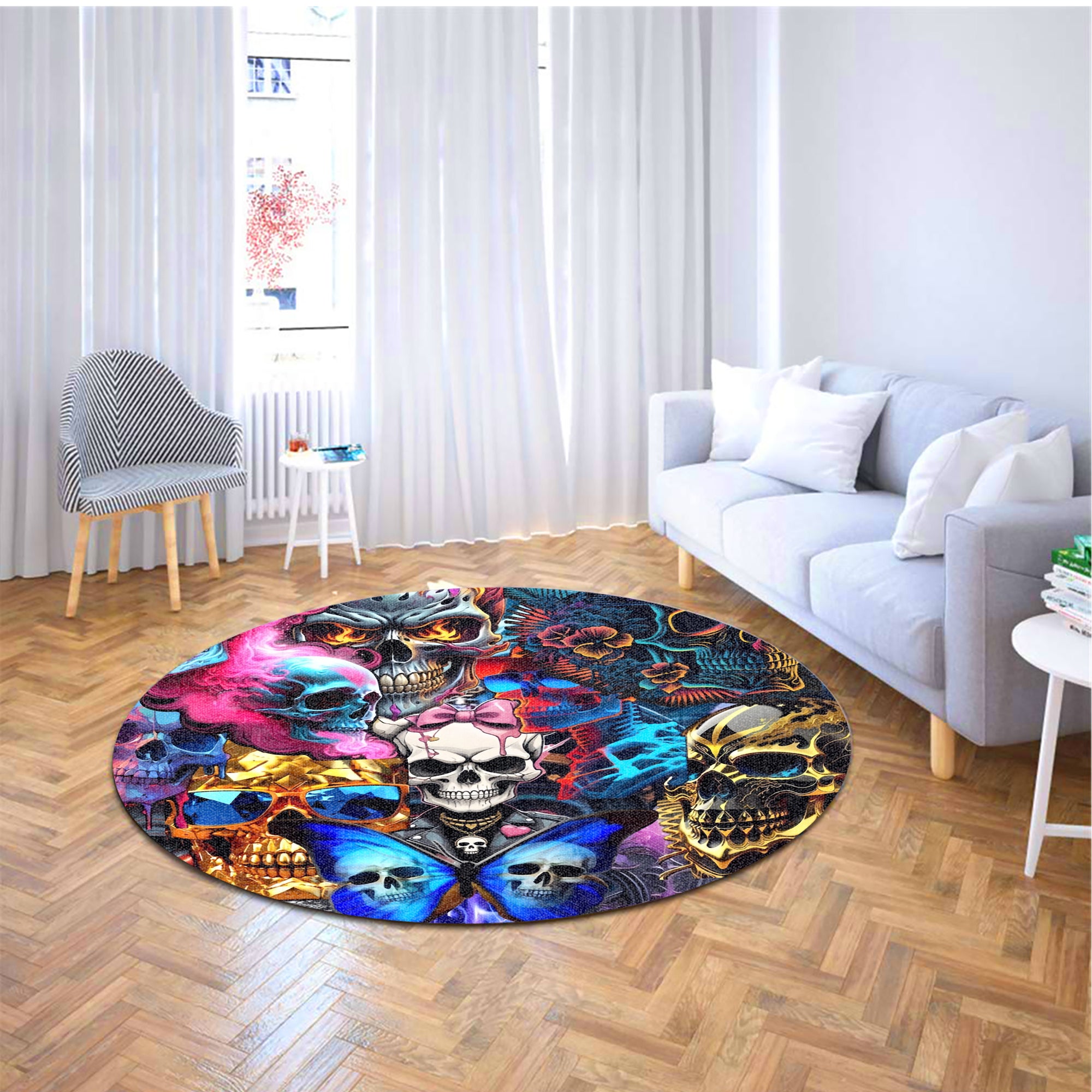 Lethal Beauty Design Halloween Vibes Round Rug - TH02
