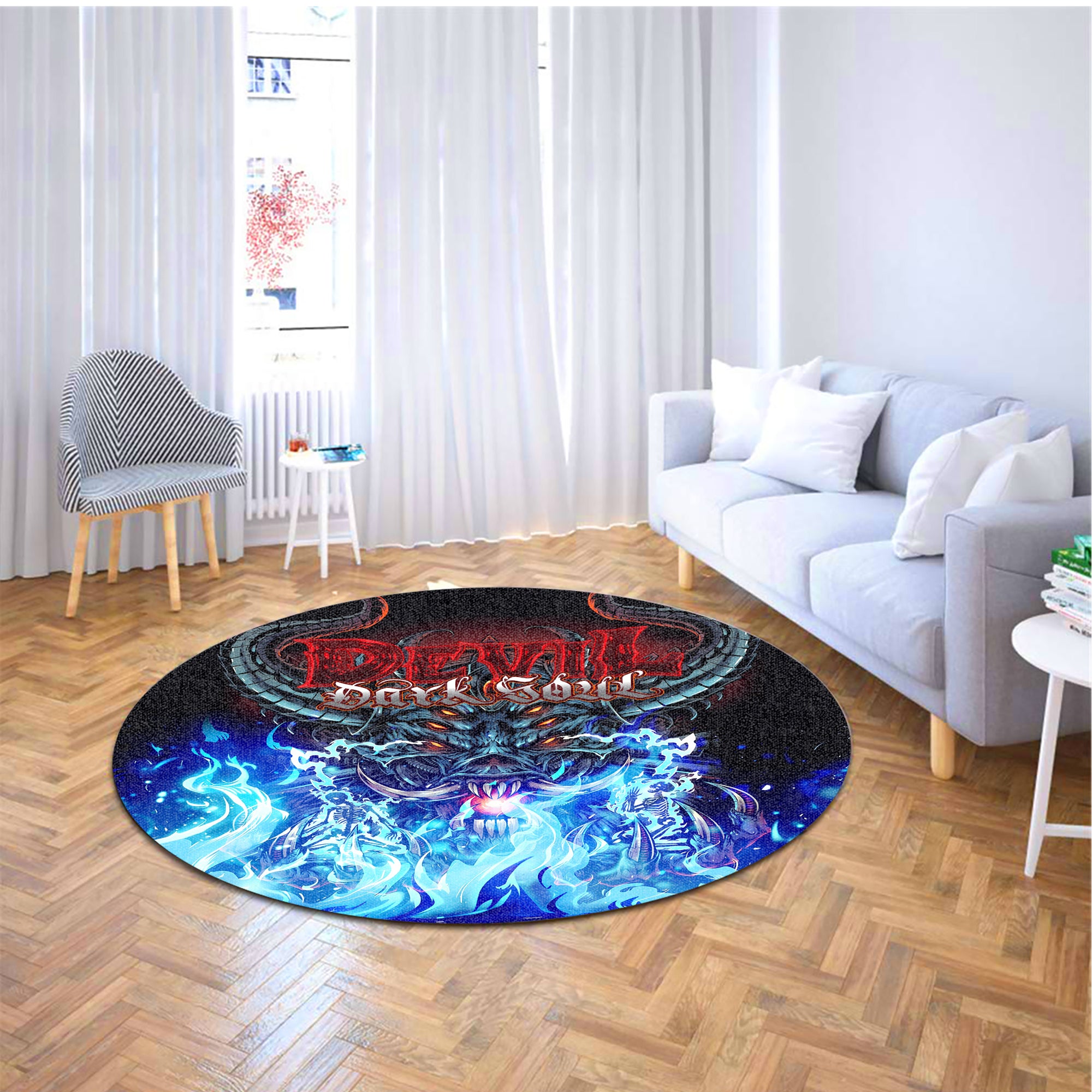 Devil Dark Soul Design Halloween Vibes Round Rug - TH02