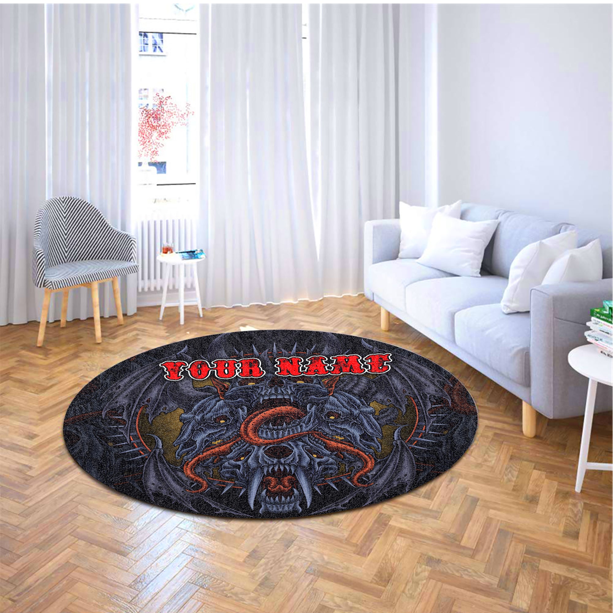 Personalised Monster Origin Design Halloween Vibes Round Rug - TH02