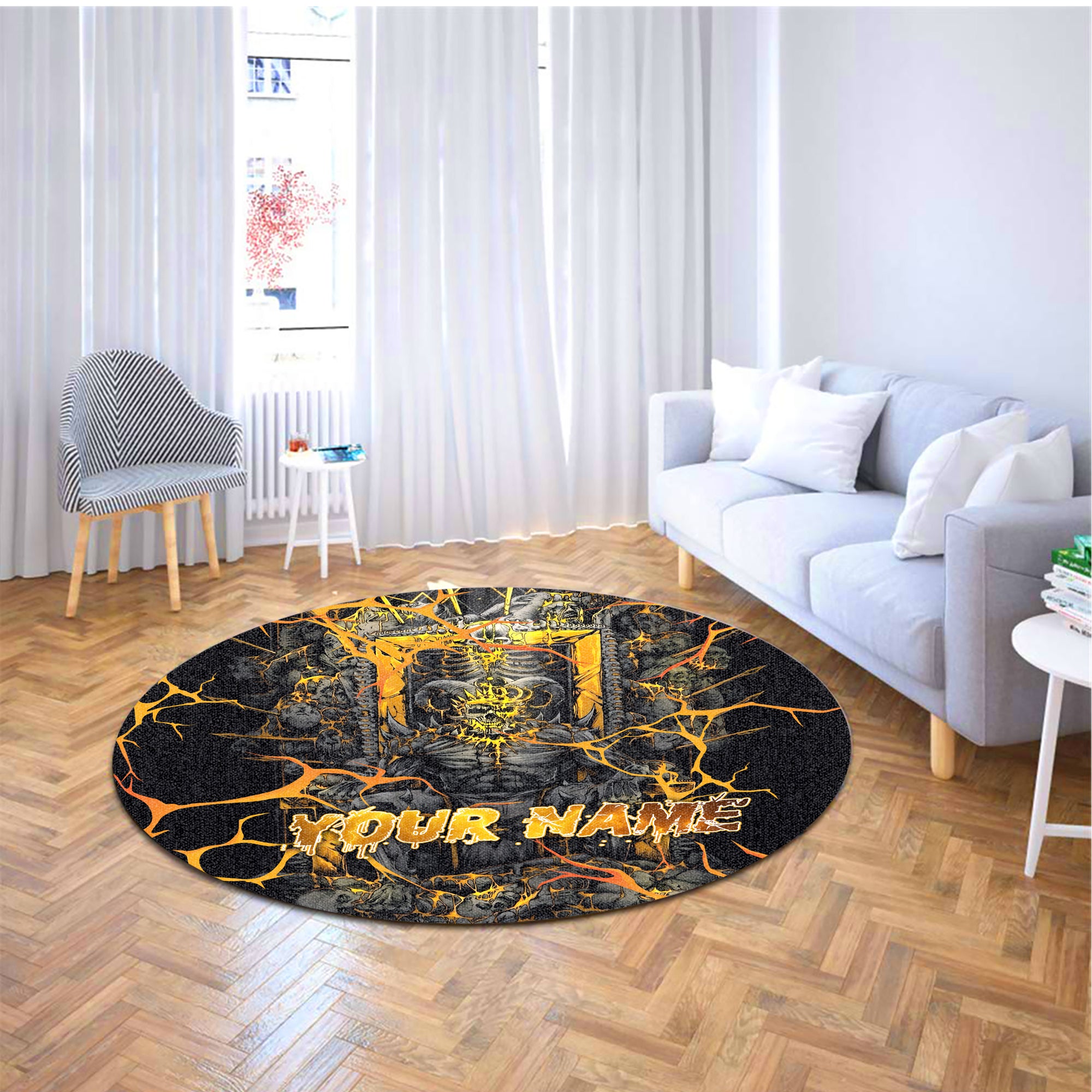 Personalised Dark Overlord Design Halloween Vibes Round Rug - TH02