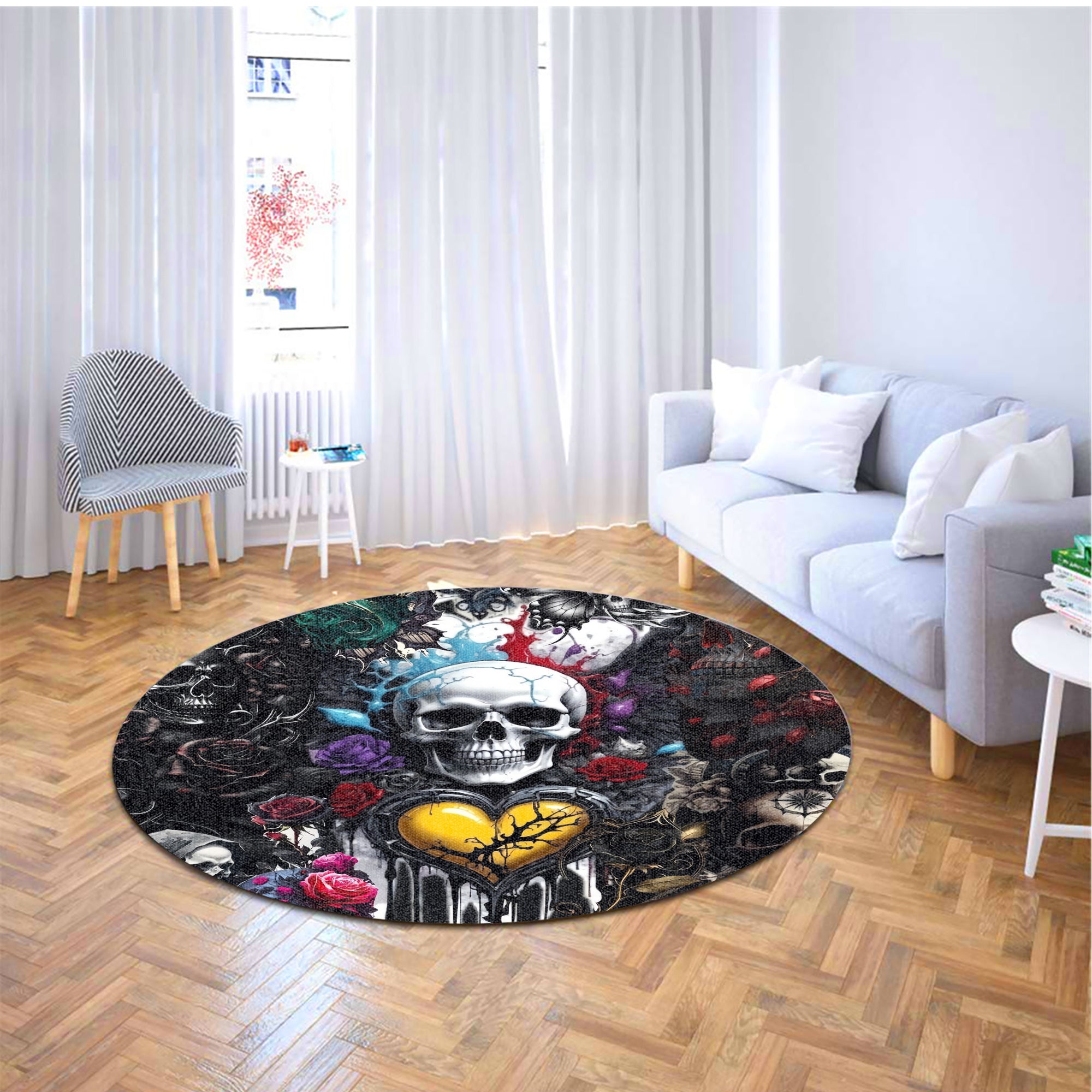 Painted Pain Design Halloween Vibes Round Rug - TH02