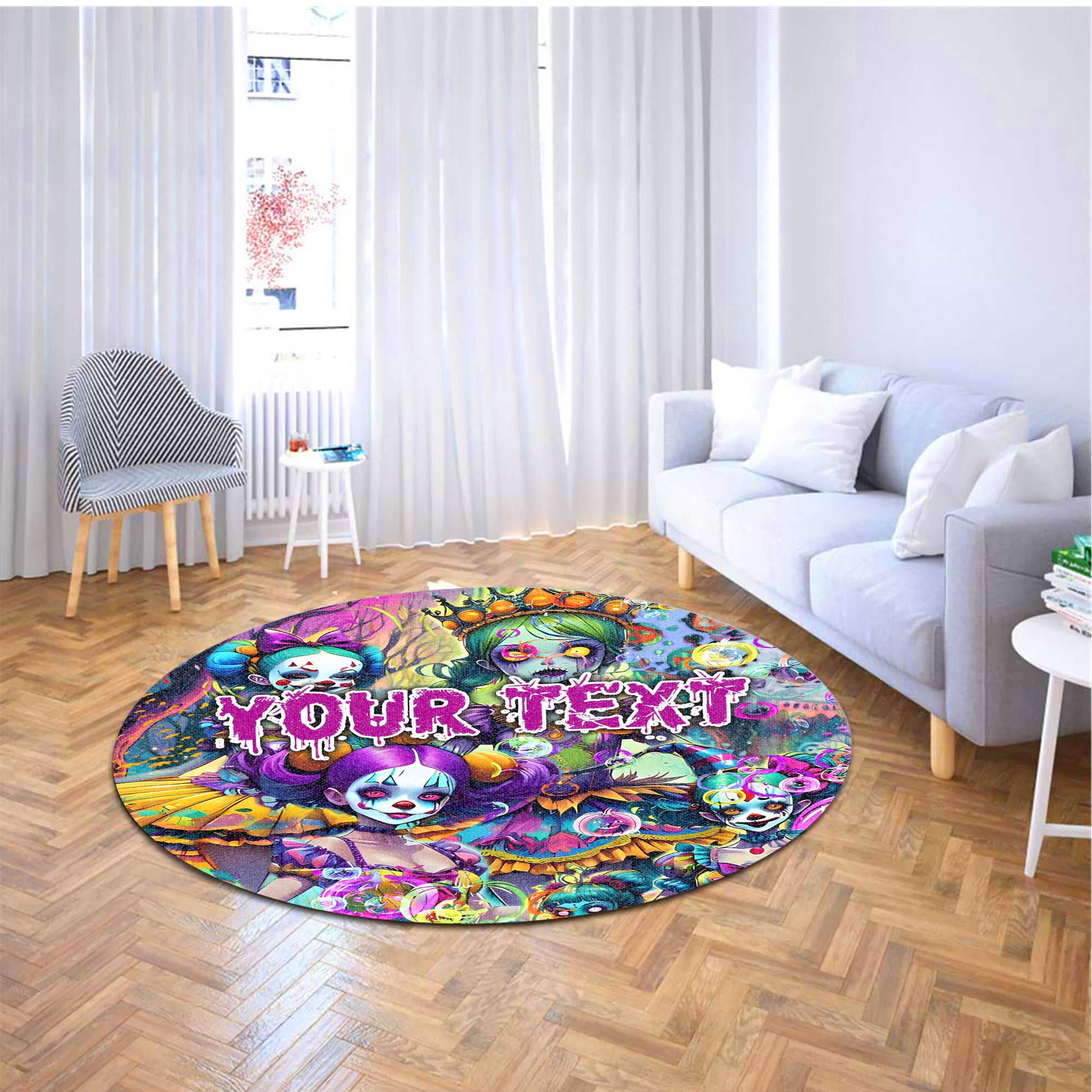 Personalised Doll Soul Design Halloween Vibes Round Rug - TH02