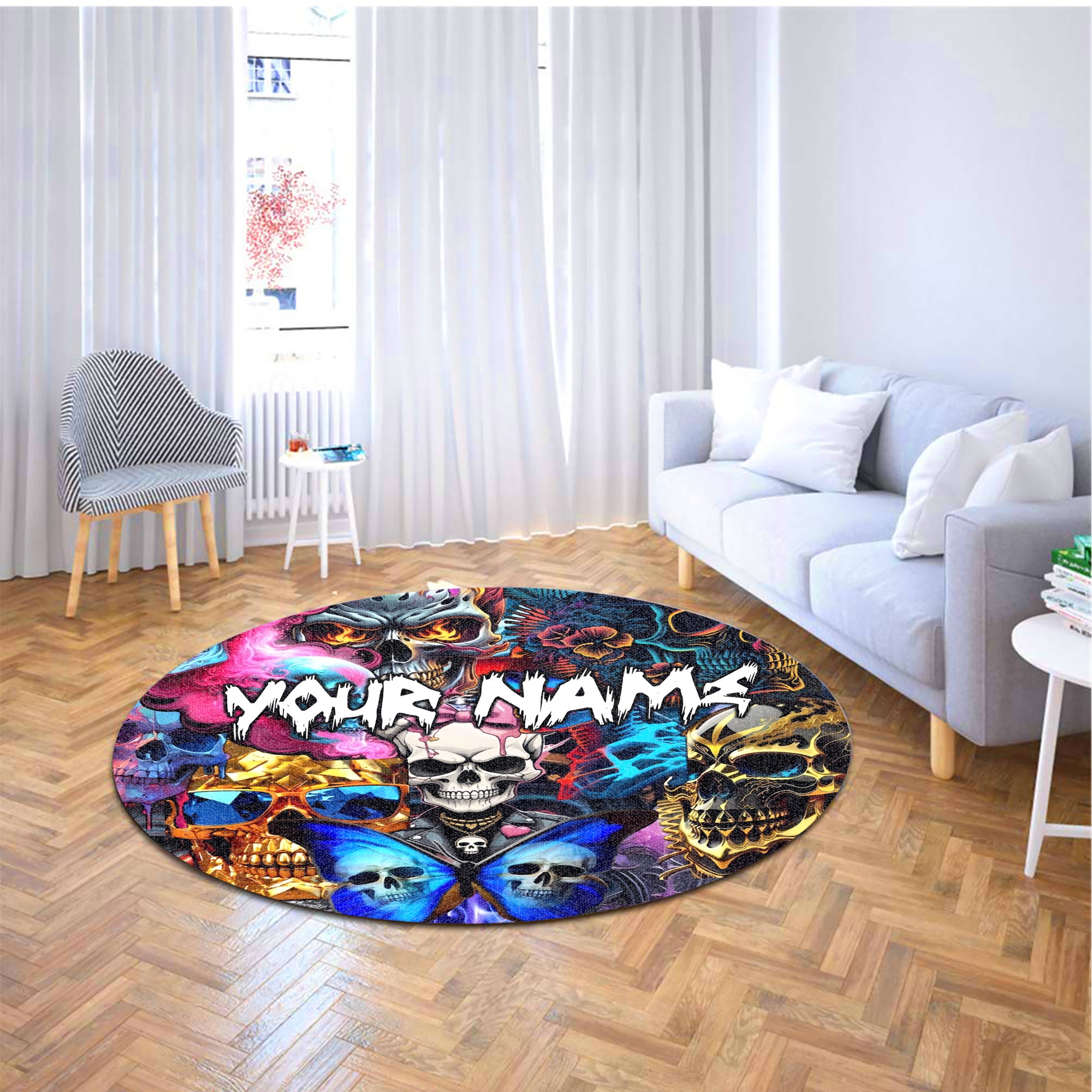 Personalised Lethal Beauty Design Halloween Vibes Round Rug - TH02