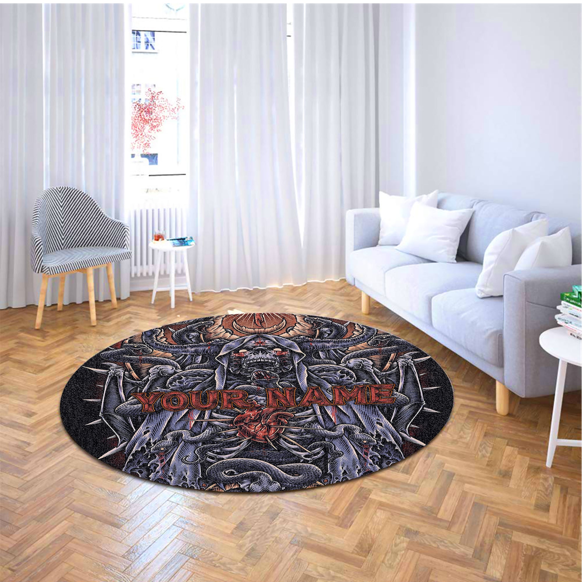 Personalised Serpent's Covenant Design Halloween Vibes Round Rug - TH02