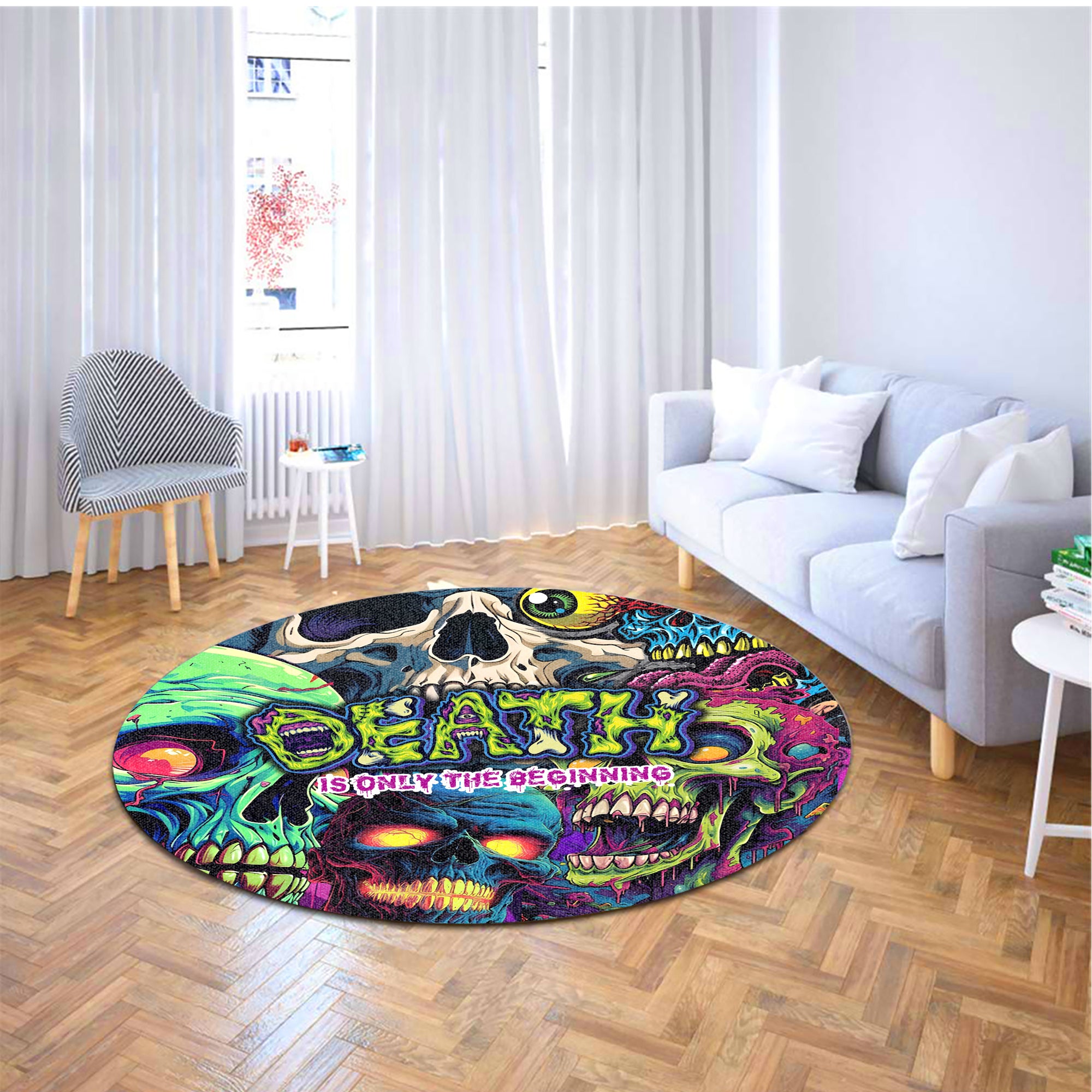 Death Is Only The Beginning Design Halloween Vibes Round Rug - TH02