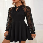 Elegant  Lady Sleeve V-Neck Dress