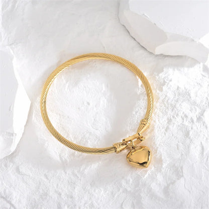 18K Gold Stainless Steel Heart Bangle