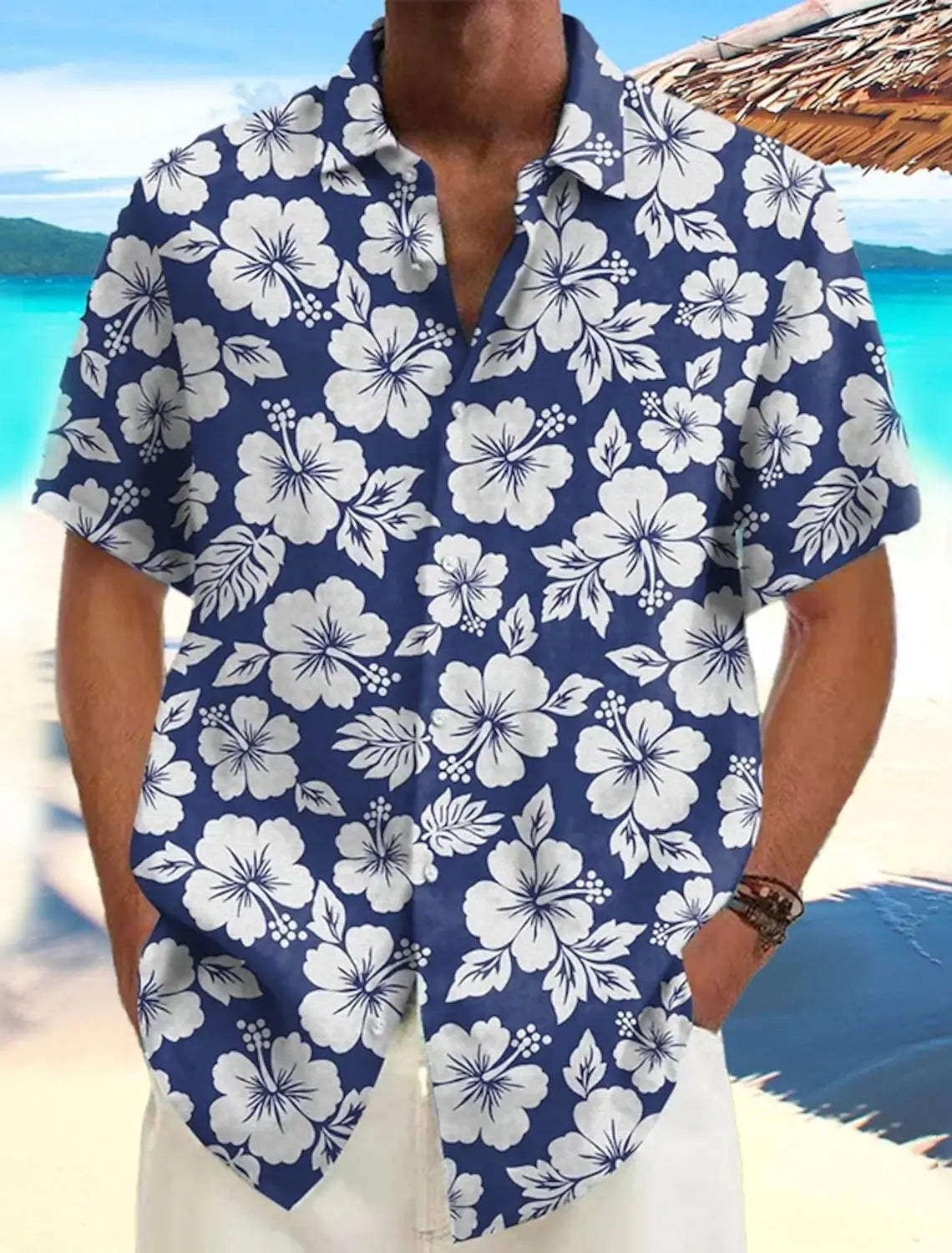 Retro Hibiscus Print Hawaiian Shirt – Summer Edition - AL01