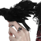 Black Raven & Red Gemstone Gothic Ring