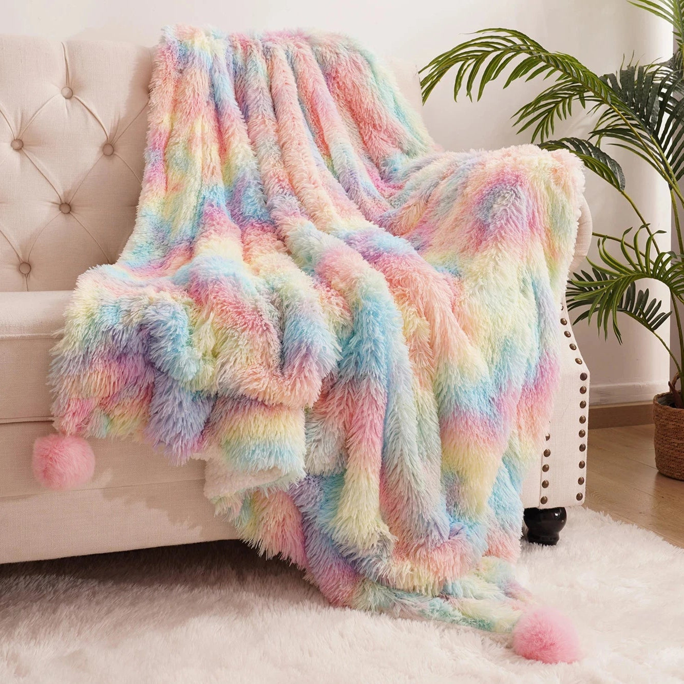 Furry Plush Throw Blanket