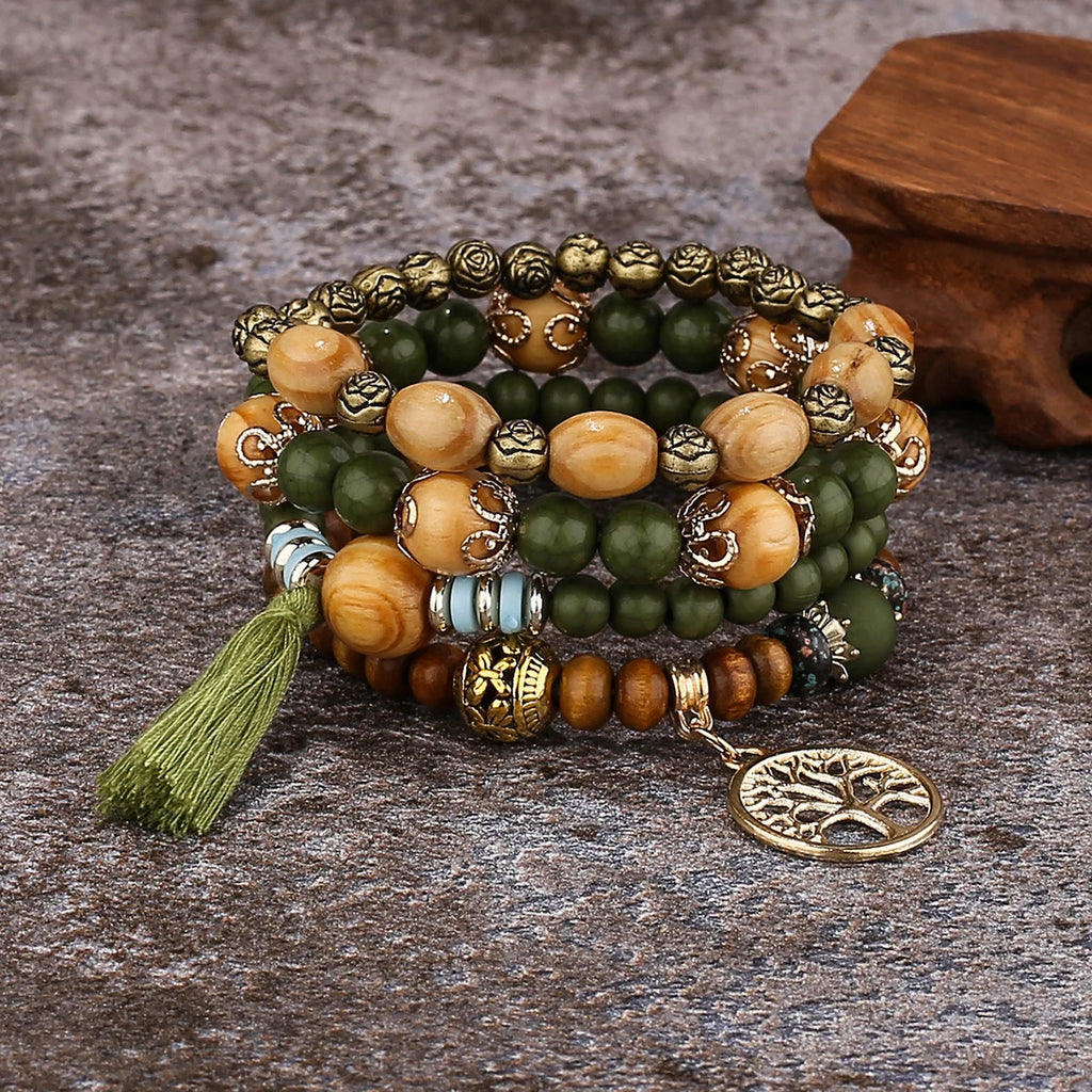 Boho Tree of Life Beaded Bracelet Set