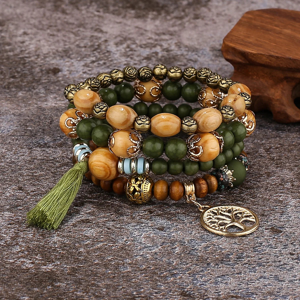 Boho Tree of Life Beaded Bracelet Set