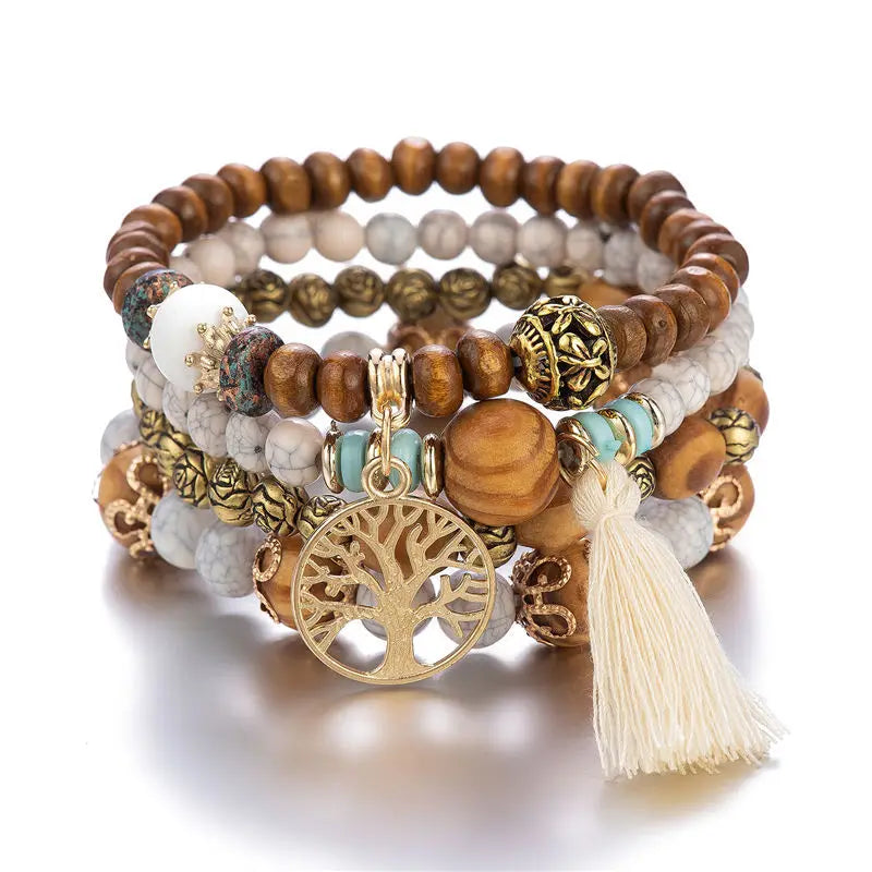 Boho Tree of Life Beaded Bracelet Set