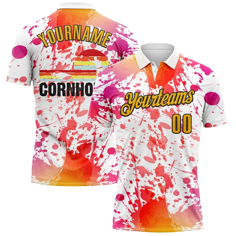 Personality Graffiti Print Custom Polo Shirts Summer Trend New - AL01