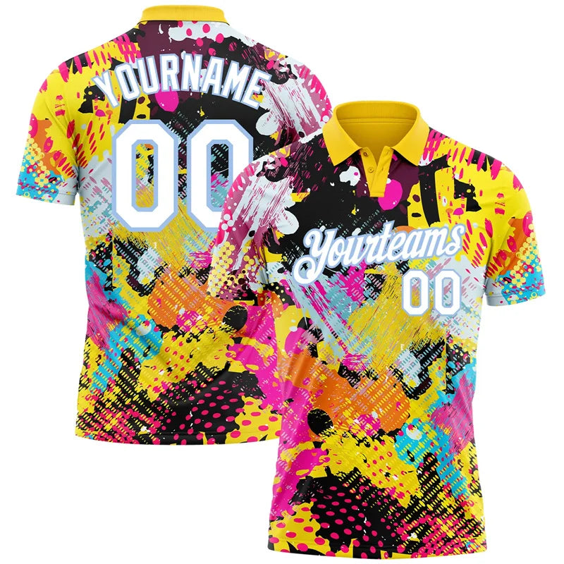 Personality Graffiti Print Custom Polo Shirts Summer Trend New - AL01