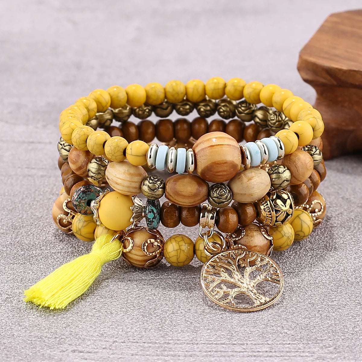 Boho Tree of Life Beaded Bracelet Set