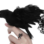 Black Raven & Red Gemstone Gothic Ring