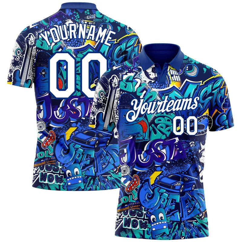 Personality Graffiti Print Custom Polo Shirts Summer Trend New - AL01