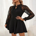Elegant  Lady Sleeve V-Neck Dress