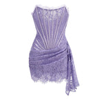 Valentina Sheer Lace Strapless Mini Dress