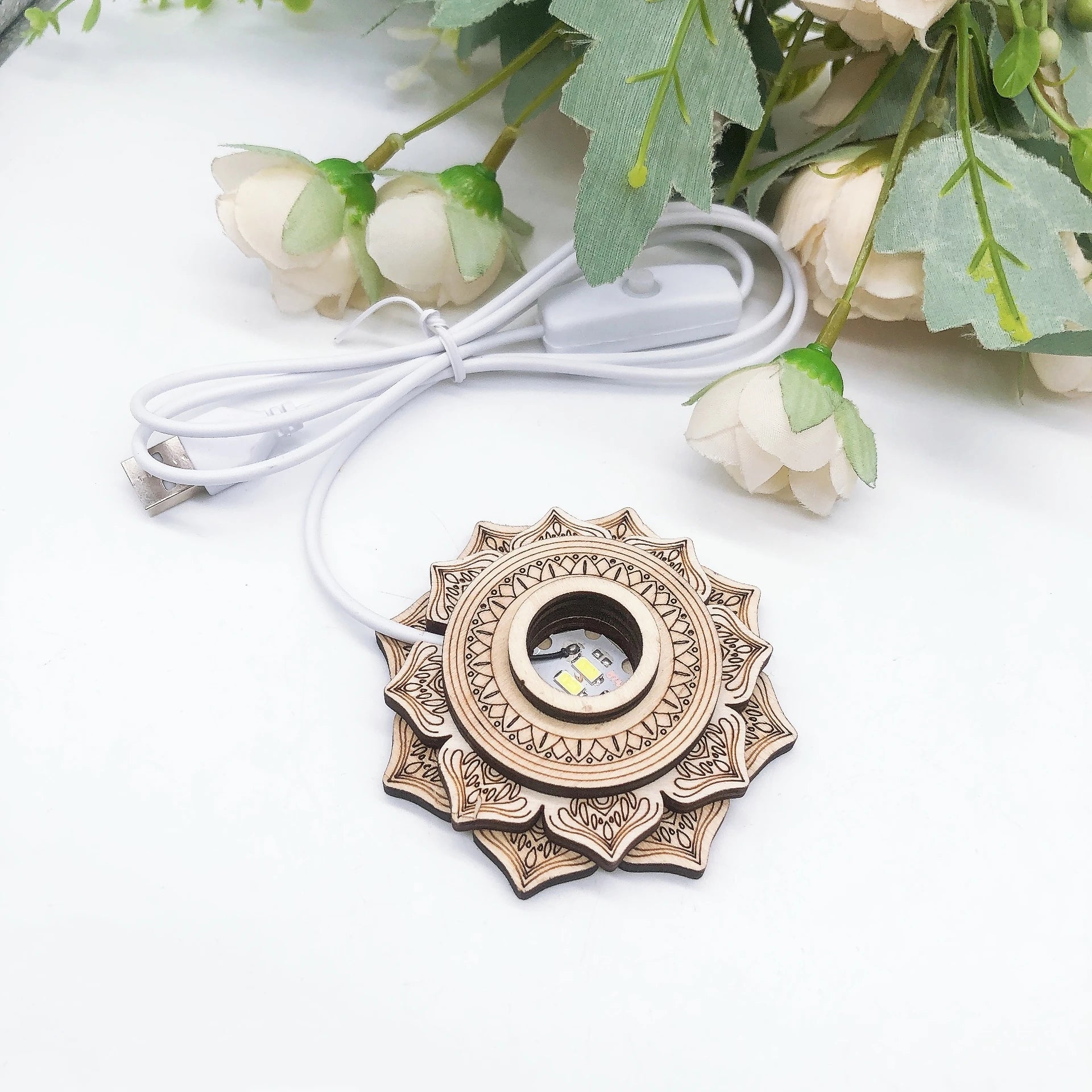 ZenBloom Wooden Lotus Decor