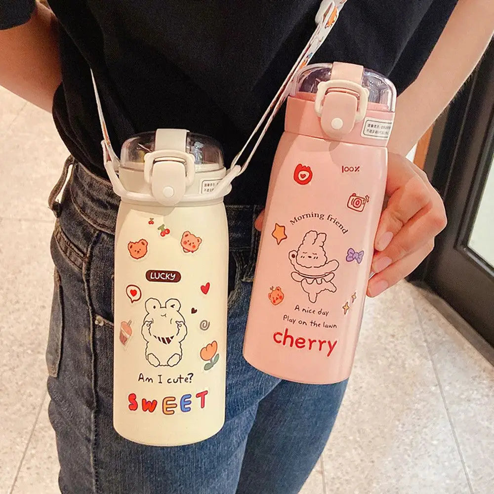 Cute Straw Thermos Bottle