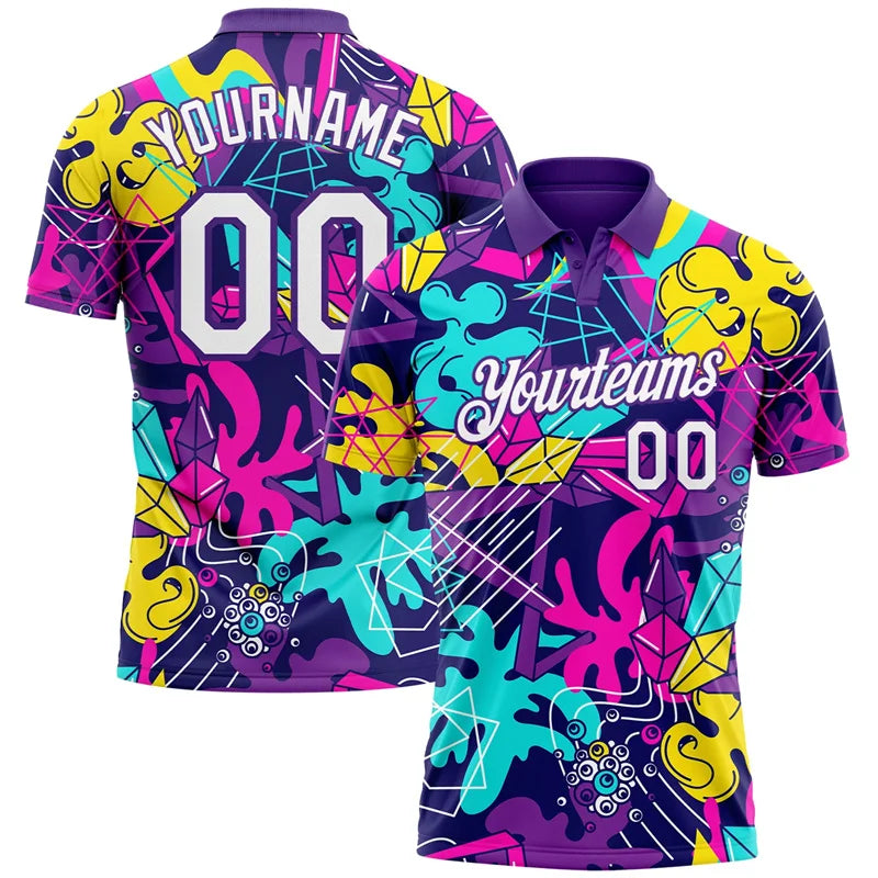 Personality Graffiti Print Custom Polo Shirts Summer Trend New - AL01