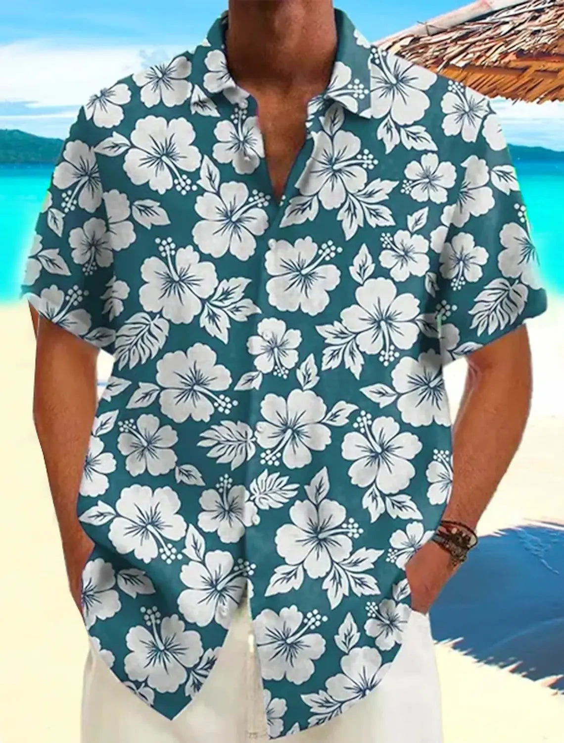 Retro Hibiscus Print Hawaiian Shirt – Summer Edition - AL01