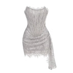 Valentina Sheer Lace Strapless Mini Dress