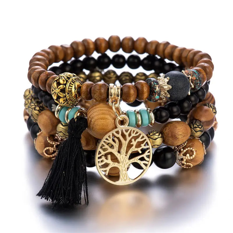 Boho Tree of Life Beaded Bracelet Set