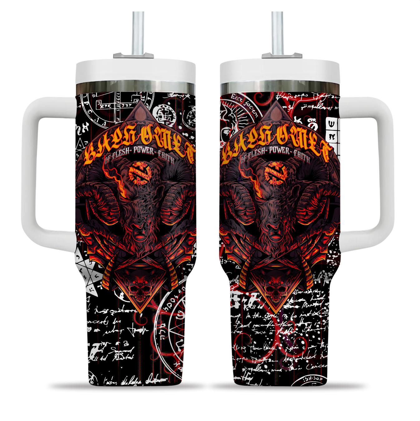 Baphomet Design Halloween Vibes Handle With Tumbler – Size 40oz - TH02
