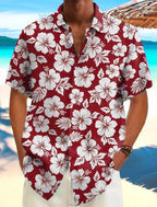 Retro Hibiscus Print Hawaiian Shirt – Summer Edition - AL01