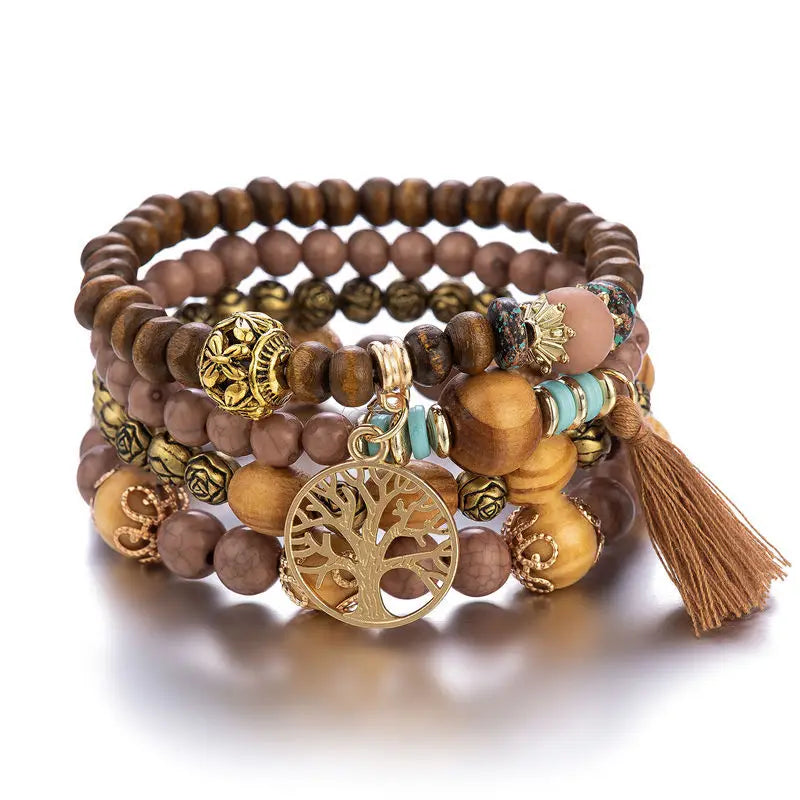 Boho Tree of Life Beaded Bracelet Set