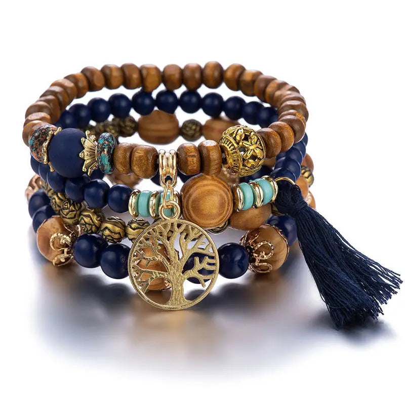 Boho Tree of Life Beaded Bracelet Set