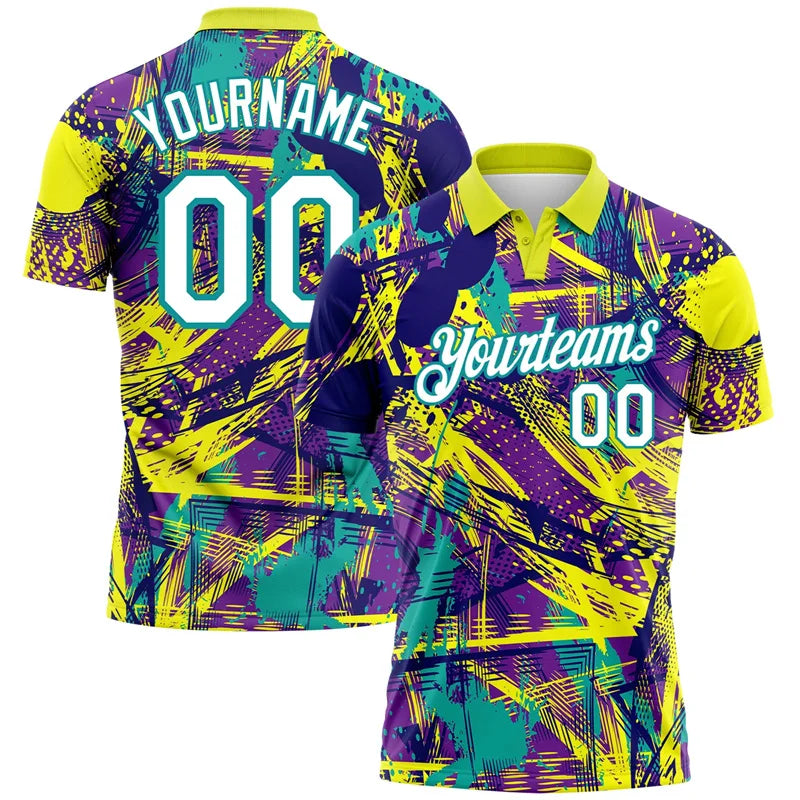 Personality Graffiti Print Custom Polo Shirts Summer Trend New - AL01