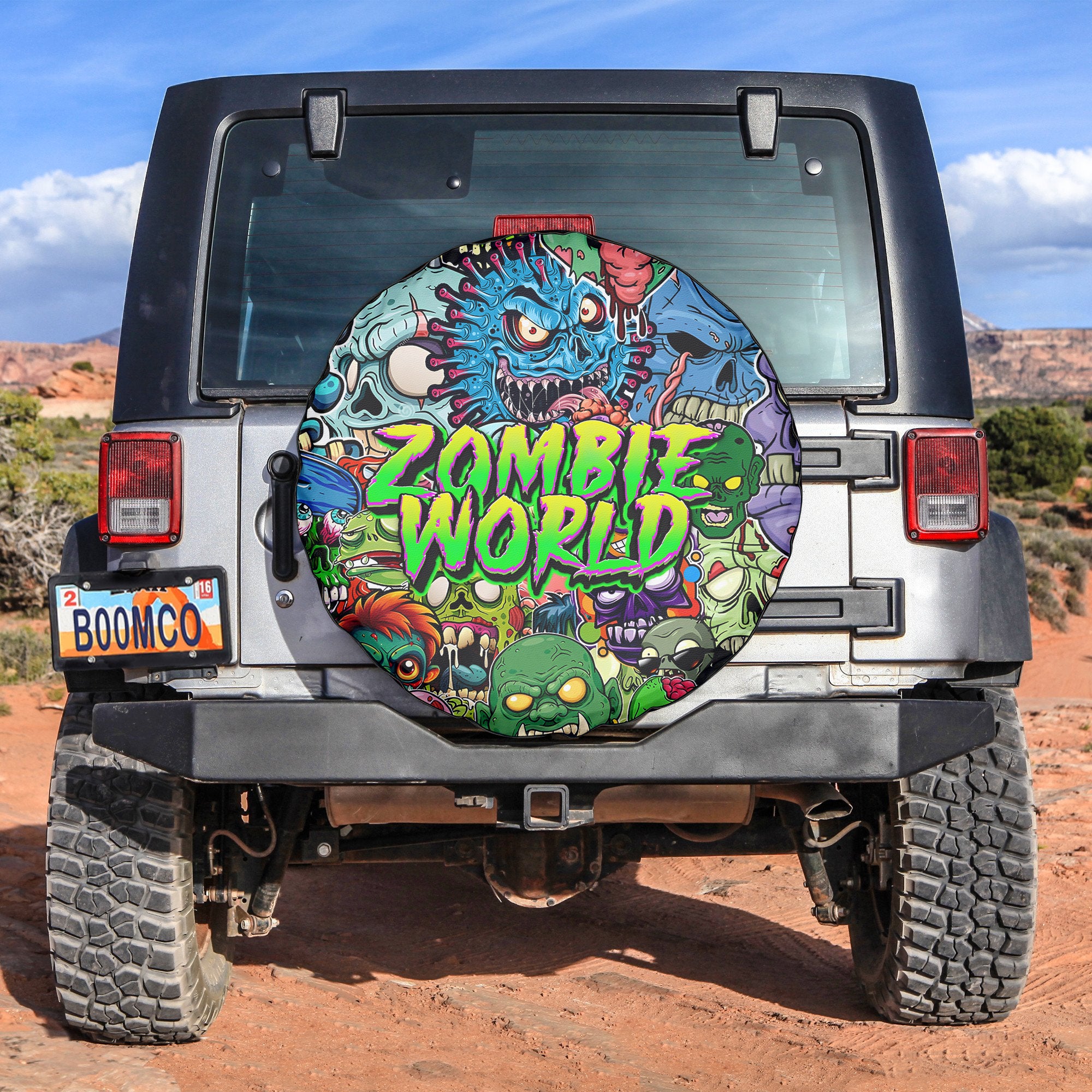 Zombie World Design Halloween Vibes Spare Tire Cover - TH02