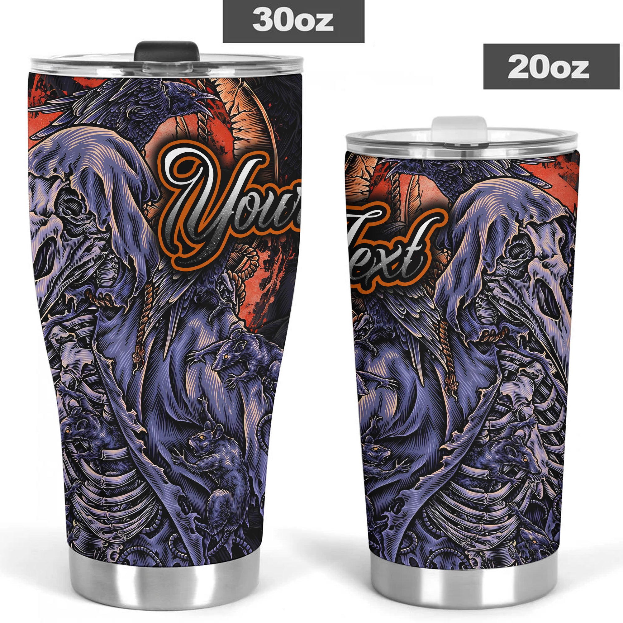 Personalised Raven Requiem Design Halloween Vibes Stainless Steel Tumbler – 20oz/30oz  - TH02