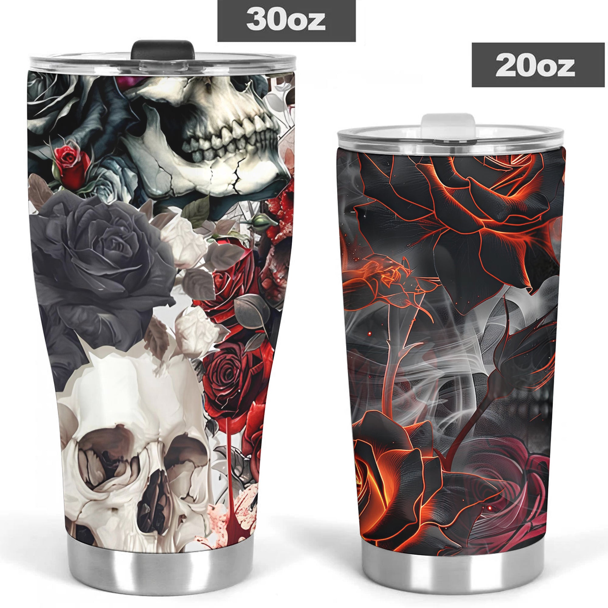 Rose Flames Of Hell Design Halloween Vibes Stainless Steel Tumbler – 20oz/30oz  - TH02