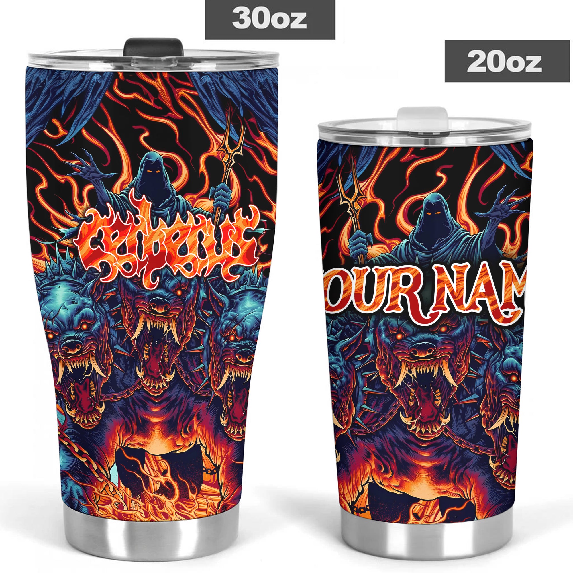 Personalised Cerberus Flame Design Halloween Vibes Stainless Steel Tumbler – 20oz/30oz  - TH02