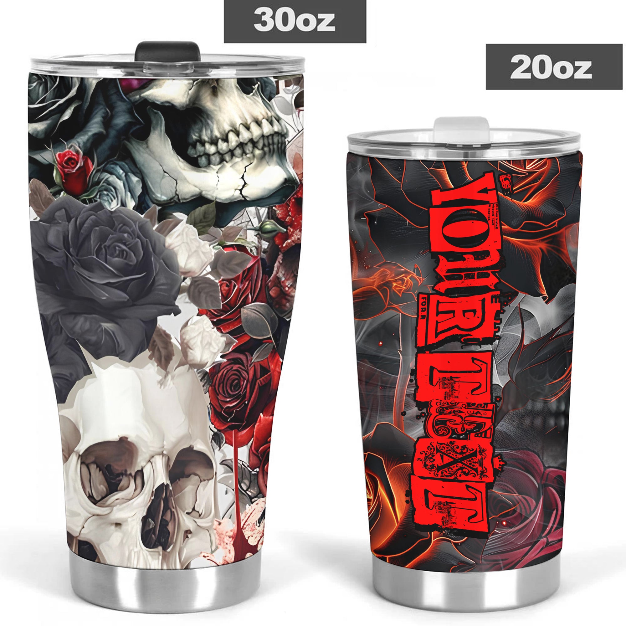 Personalised Rose Flames Of Hell Design Halloween Vibes Stainless Steel Tumbler – 20oz/30oz  - TH02