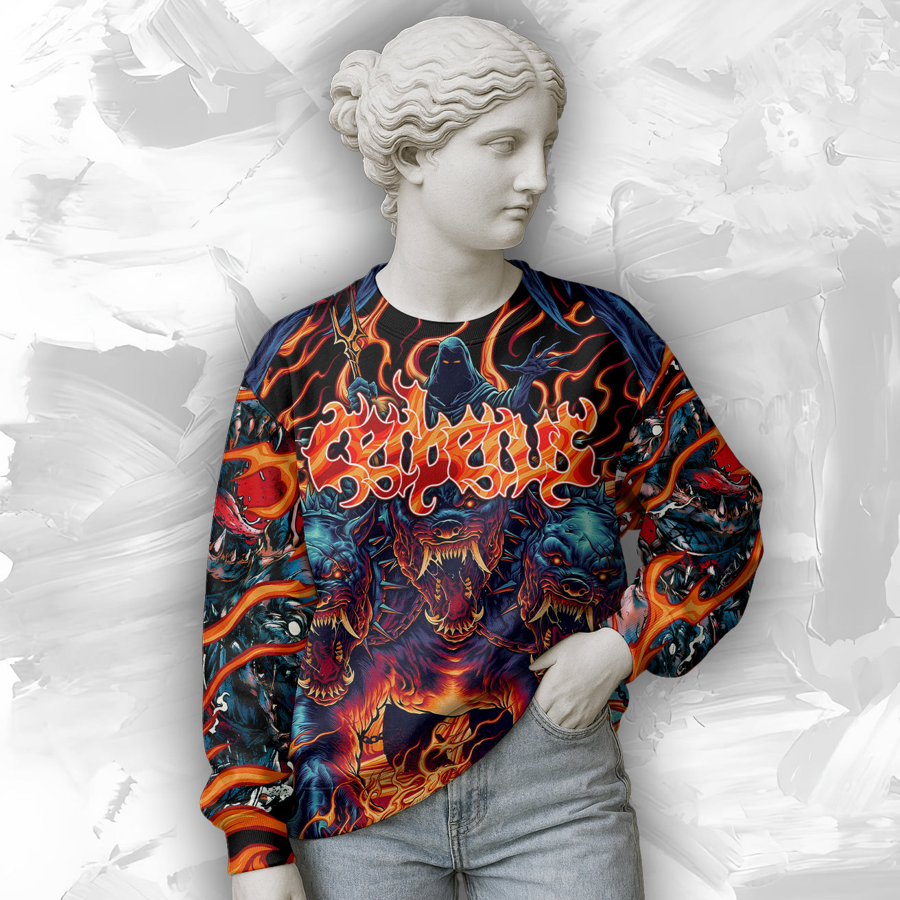 Cerberus Flame Design Halloween Vibes Sweatshirt - TH02