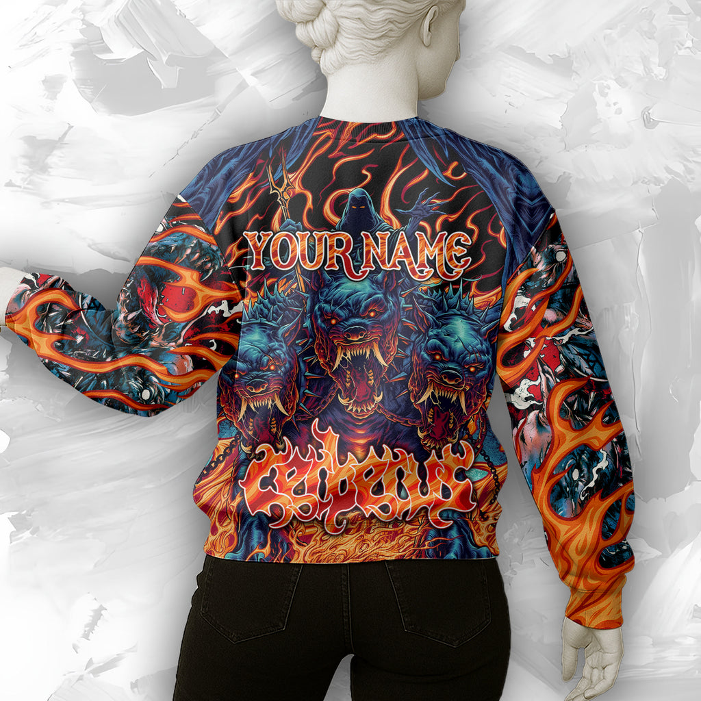 Personalised Cerberus Flame Design Halloween Vibes Sweatshirt - TH02