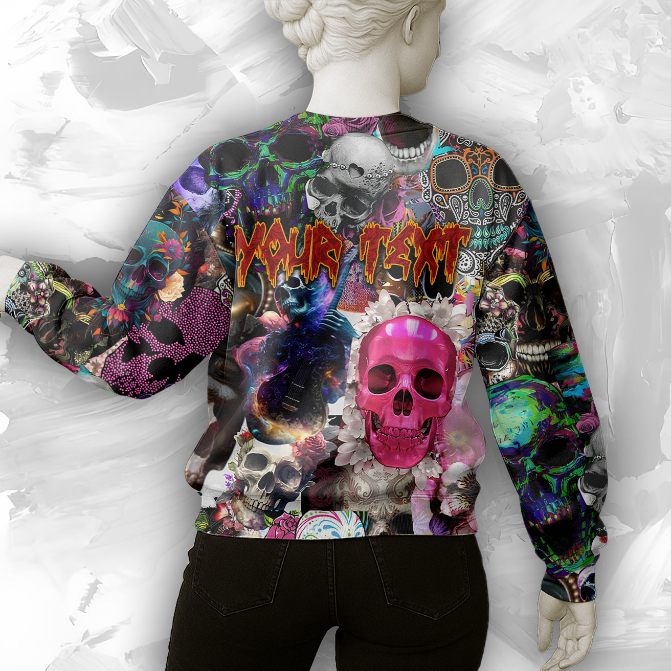 Personalised Skull Art Design Halloween Vibes Sweatshirt - TH02